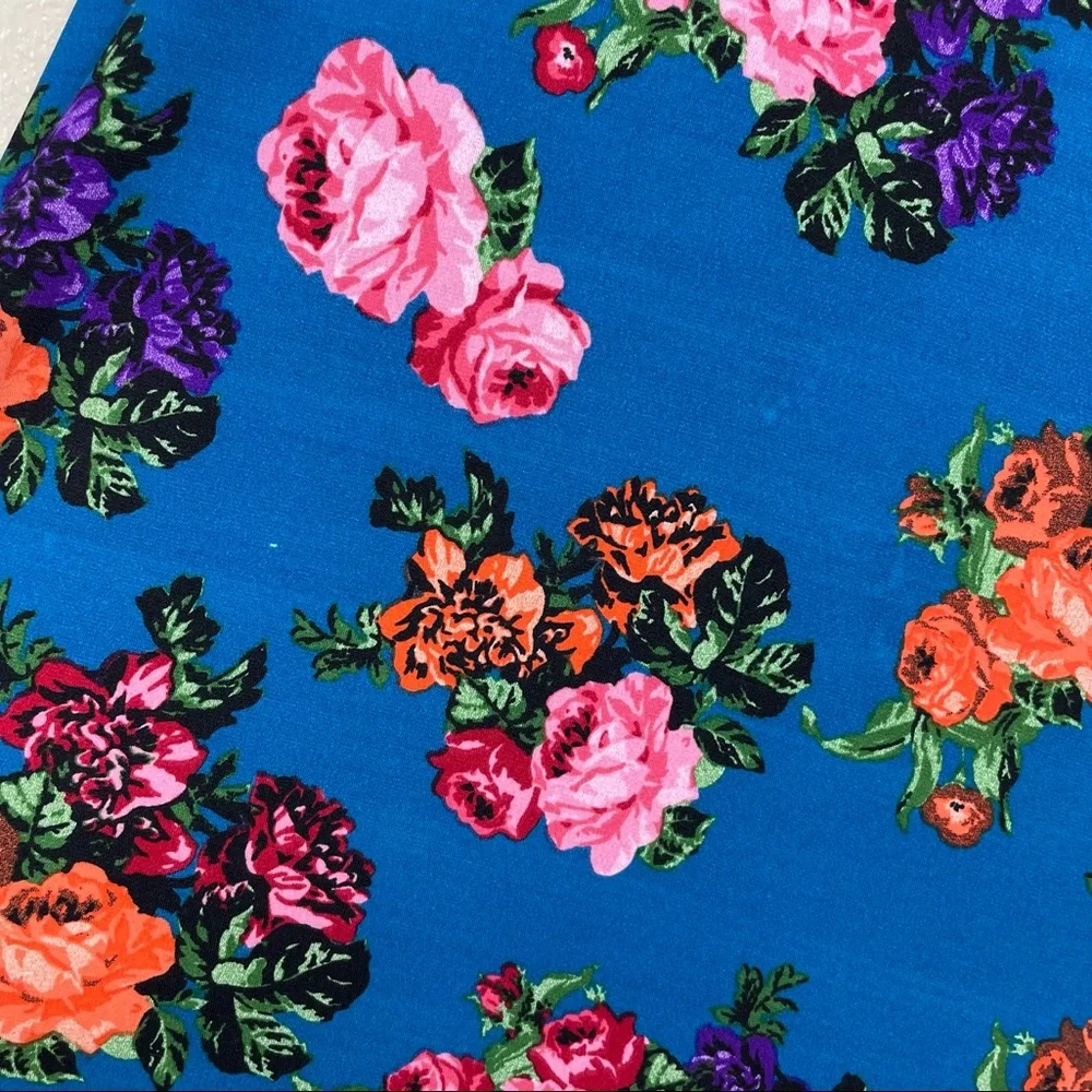 Lularoe Maxi Skirt Floor Length Floral Rose Swim Cover Tube Dress Blue Small - Picture 3 of 7
